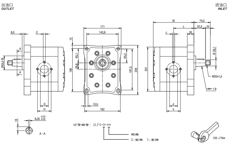 马祖奇齿轮泵ALP4系列安装尺寸