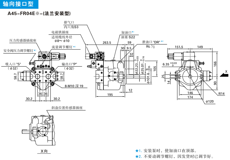 A45-FR04<a href='http://nianfa0769.com' target='_blank'><u>油研柱塞泵</u></a>安装尺寸