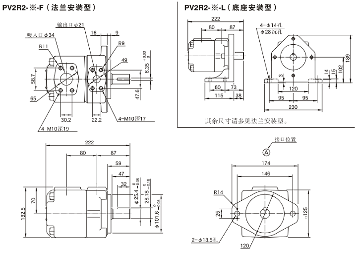 PV2R2-41/47/53/59/65系列<a href='http://nianfa0769.com' target='_blank'><u>油研叶片泵</u></a>尺寸