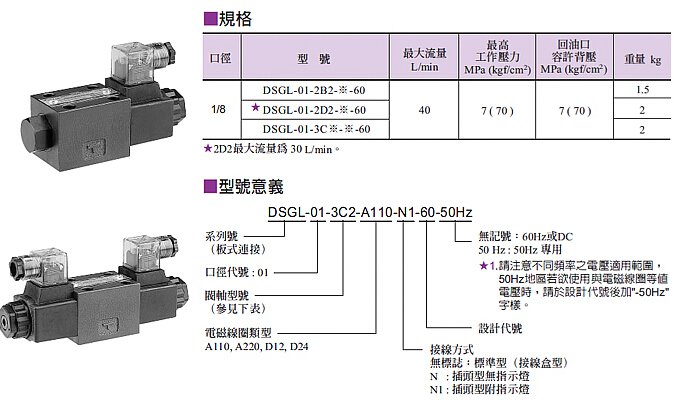 DSG电磁换向阀的型号