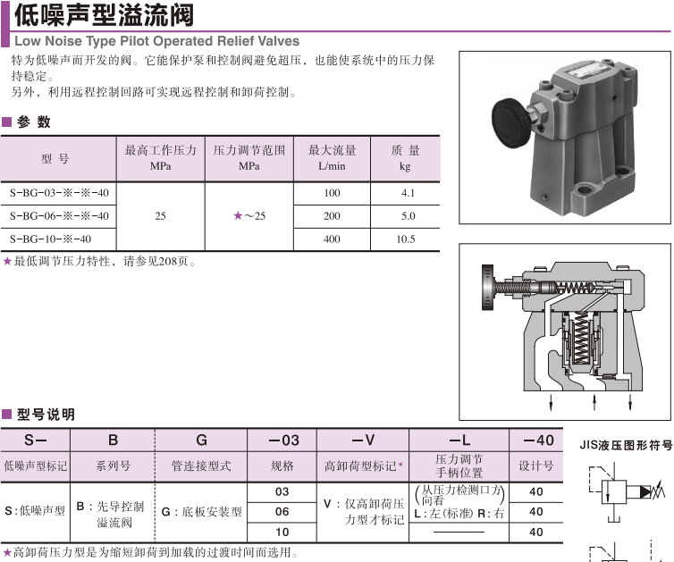 油研低噪声型溢流阀